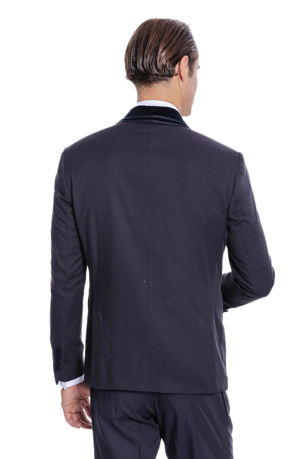 Detachable Velvet Lapel Navy Blue Tuxedo - Wessi - Luzilly Bridal & Apparel