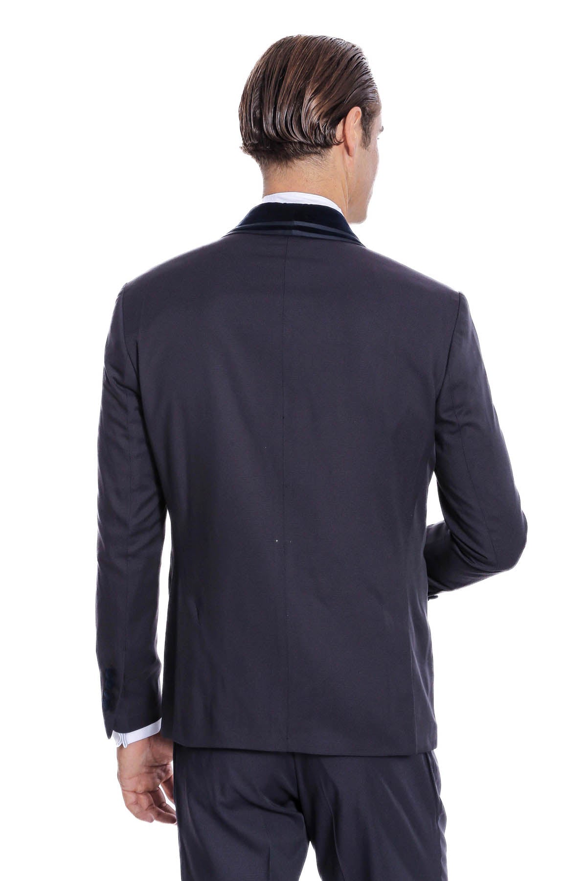 Detachable Velvet Lapel Navy Blue Tuxedo - Wessi - Luzilly Bridal & Apparel