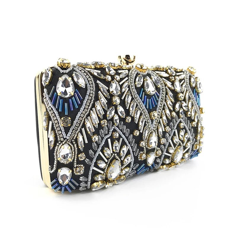Diamond Pearl Beaded Chain Clutch - Luzilly Bridal & Apparel