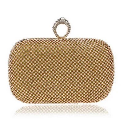 Diamond-Studded Chain Evening Bag - Luzilly Bridal & Apparel