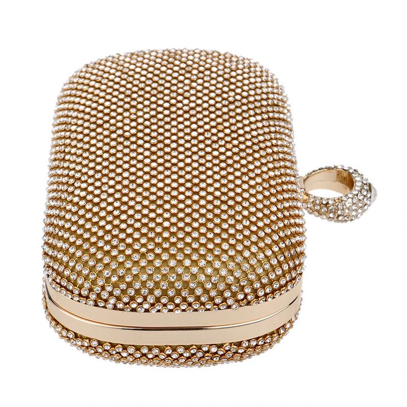 Diamond-Studded Chain Evening Bag - Luzilly Bridal & Apparel