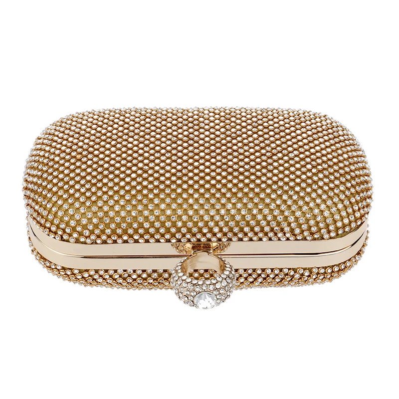 Diamond-Studded Chain Evening Bag - Luzilly Bridal & Apparel