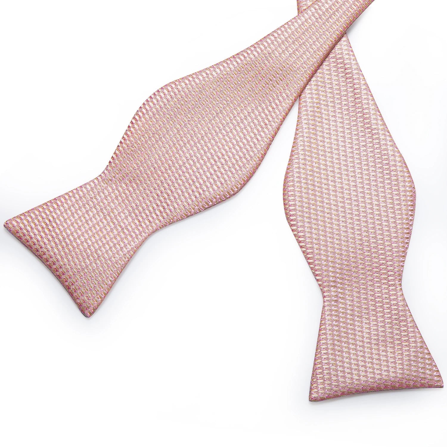 Dibangu Men's Pink Solid Self Tie Bow Tie Pocket Square Cufflinks Brooch Set for Wedding Groom Marriage Business Party Bowties - Luzilly Bridal & Apparel