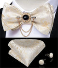 Dibangu Men's Pink Solid Self Tie Bow Tie Pocket Square Cufflinks Brooch Set for Wedding Groom Marriage Business Party Bowties - Luzilly Bridal & Apparel