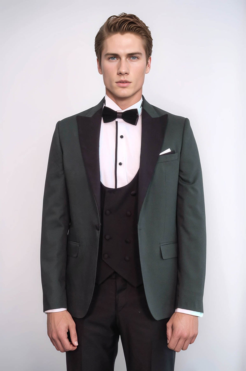 Dot Patterned Dark Green Men Tuxedo - Wessi - Luzilly Bridal & Apparel