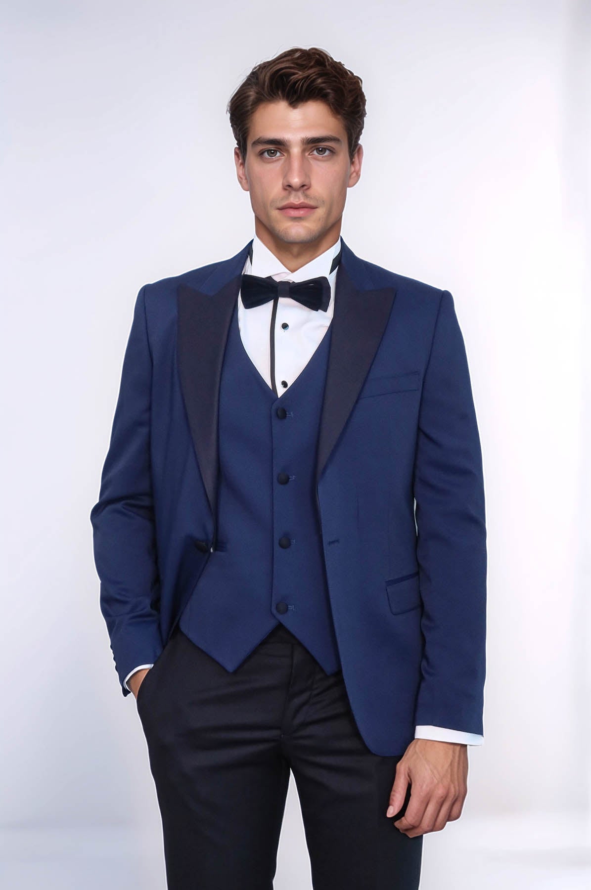 Dot-Patterned Navy Tuxedo - Wessi - Luzilly Bridal & Apparel
