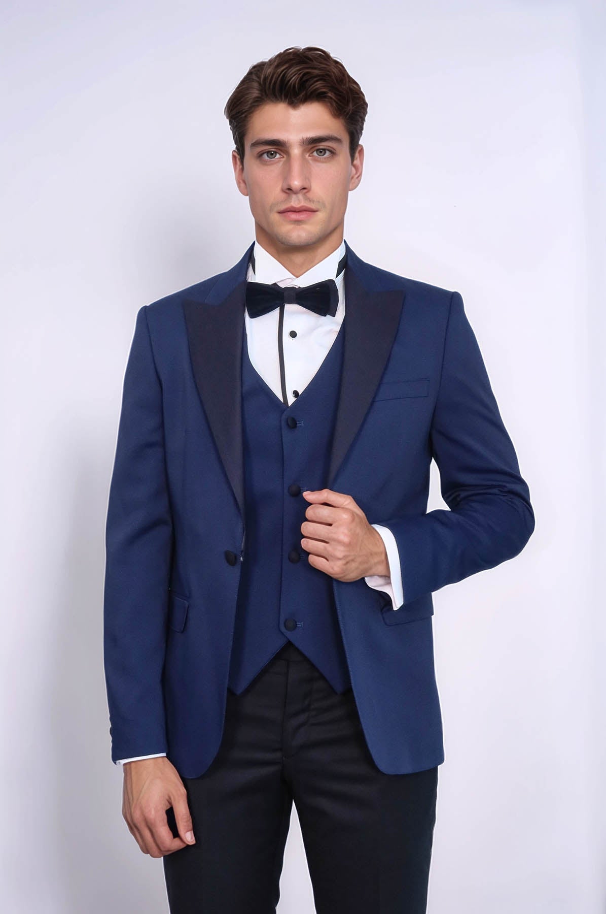Dot-Patterned Navy Tuxedo - Wessi - Luzilly Bridal & Apparel