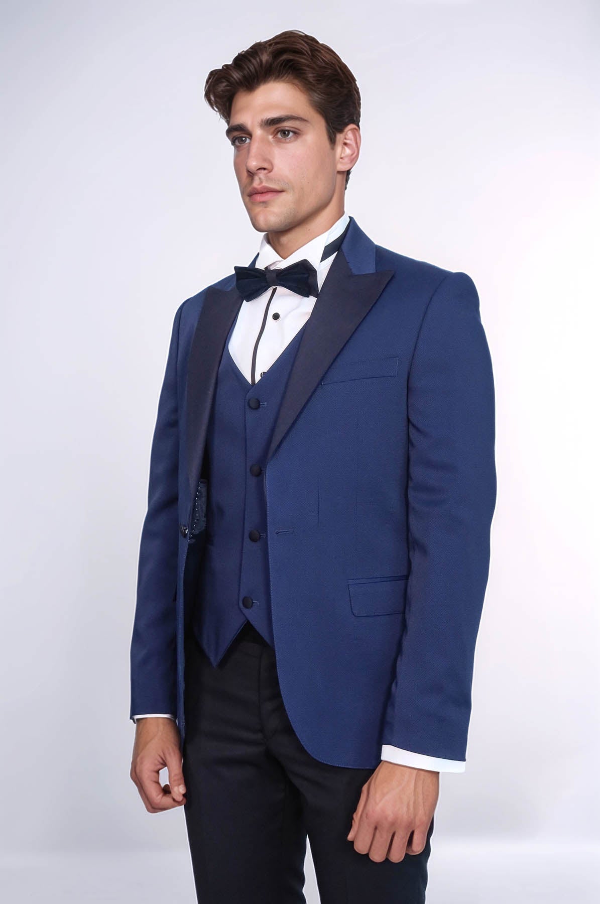 Dot-Patterned Navy Tuxedo - Wessi - Luzilly Bridal & Apparel