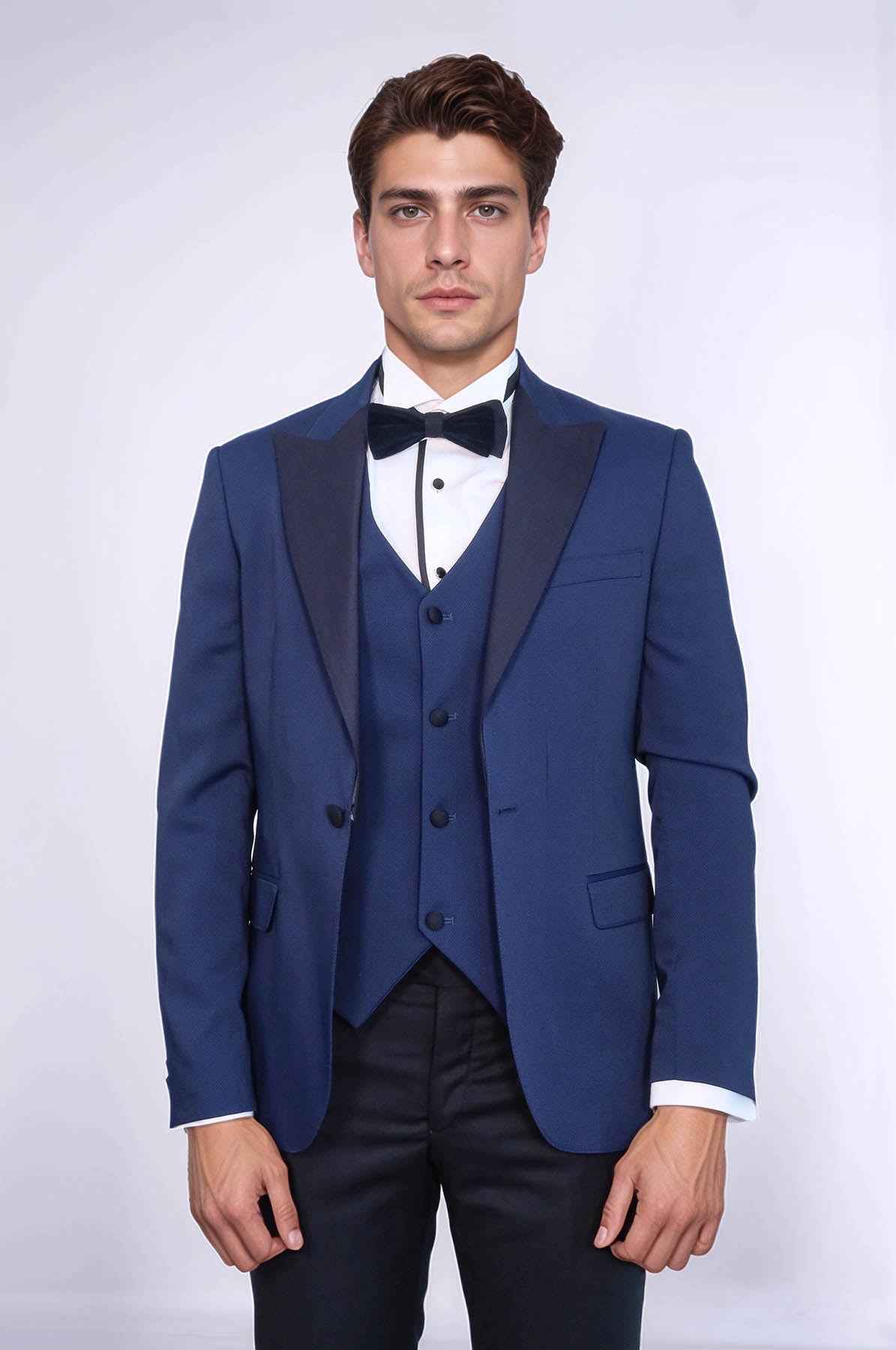 Dot-Patterned Navy Tuxedo - Wessi - Luzilly Bridal & Apparel