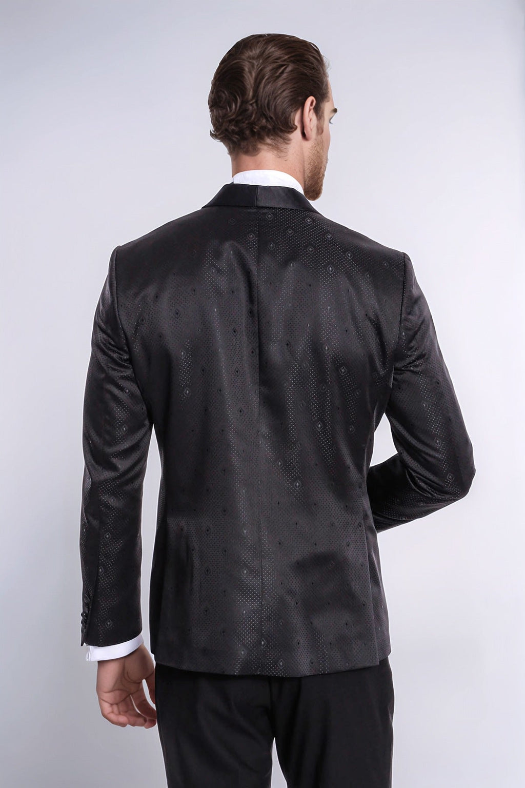 Dot Patterned Slim Fit Black Men Tuxedo Jacket - Wessi - Luzilly Bridal & Apparel