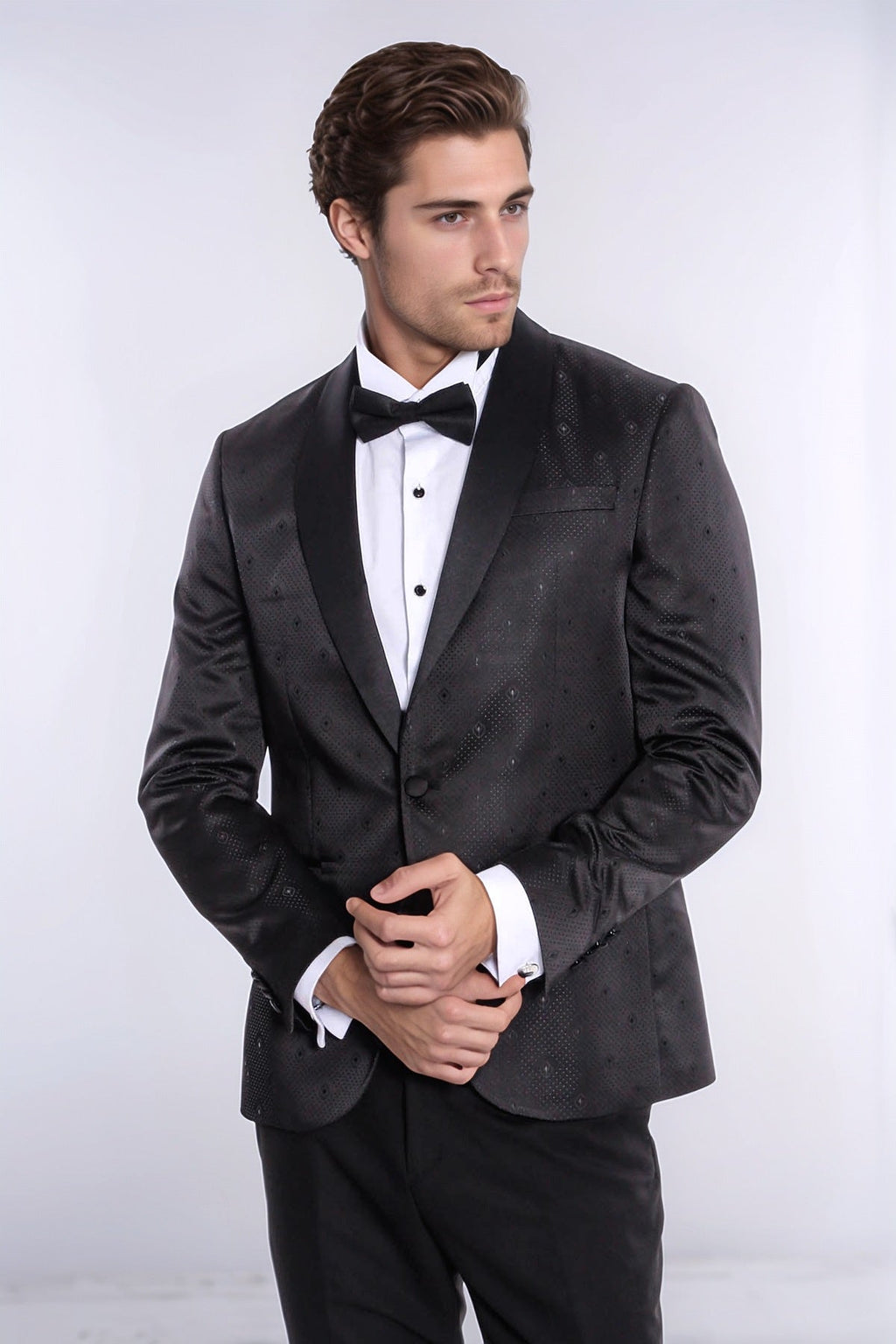 Dot Patterned Slim Fit Black Men Tuxedo Jacket - Wessi - Luzilly Bridal & Apparel