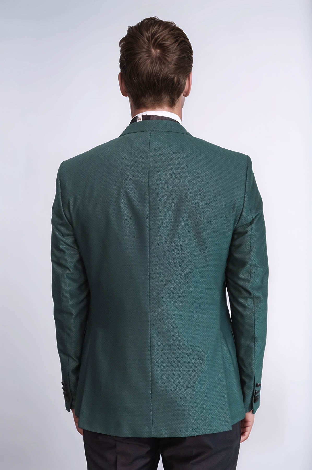 Double Breasted Patterned Green Men Tuxedo - Wessi - Luzilly Bridal & Apparel