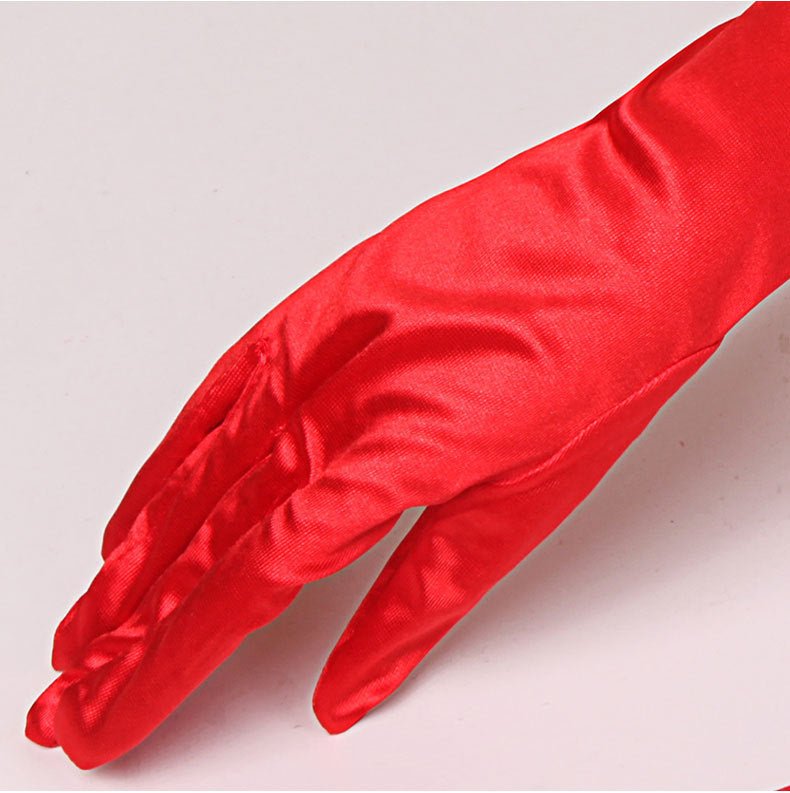Double-row Beaded Satin Sun Protection Scar Cover Up Oversleeve Bridal Wedding Gloves - Luzilly Bridal & Apparel