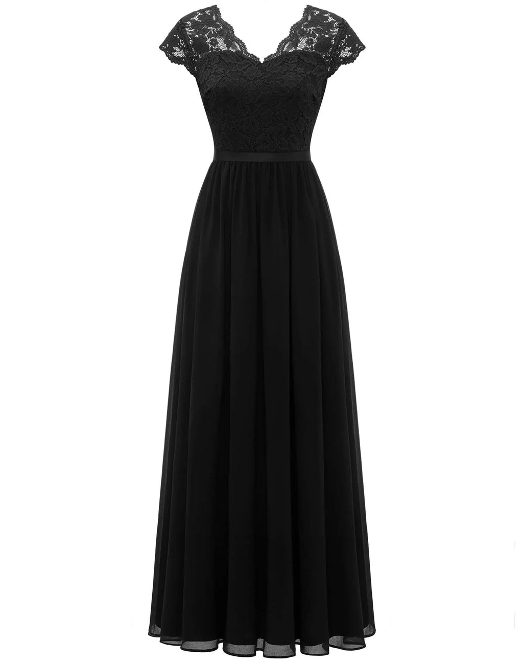 Double V-Neck Lace Chiffon Mother of the Bride Dress - Luzilly Bridal & Apparel