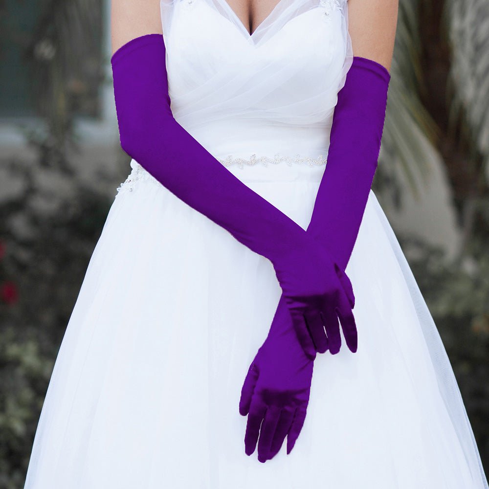 Dressy Satin Long Wedding Gloves - Luzilly Bridal & Apparel