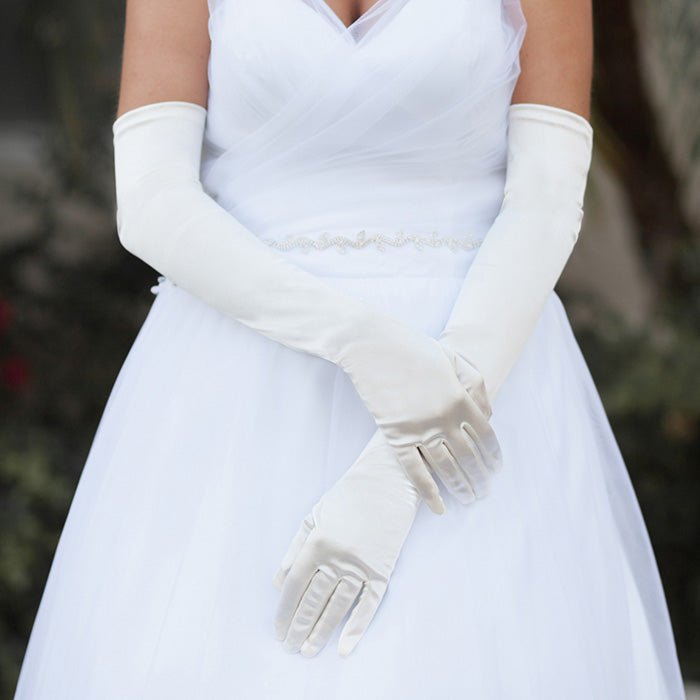 Dressy Satin Long Wedding Gloves - Luzilly Bridal & Apparel