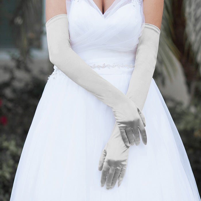 Dressy Satin Long Wedding Gloves - Luzilly Bridal & Apparel