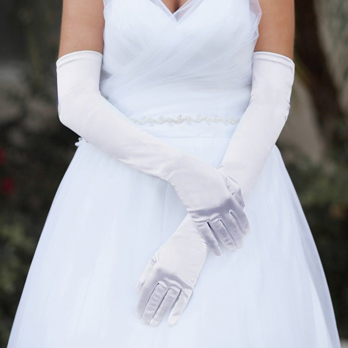 Dressy Satin Long Wedding Gloves - Luzilly Bridal & Apparel