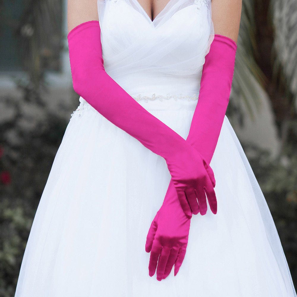 Dressy Satin Long Wedding Gloves - Luzilly Bridal & Apparel