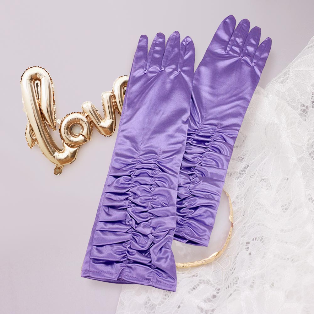 Dressy satin ruffle gloves - Luzilly Bridal & Apparel