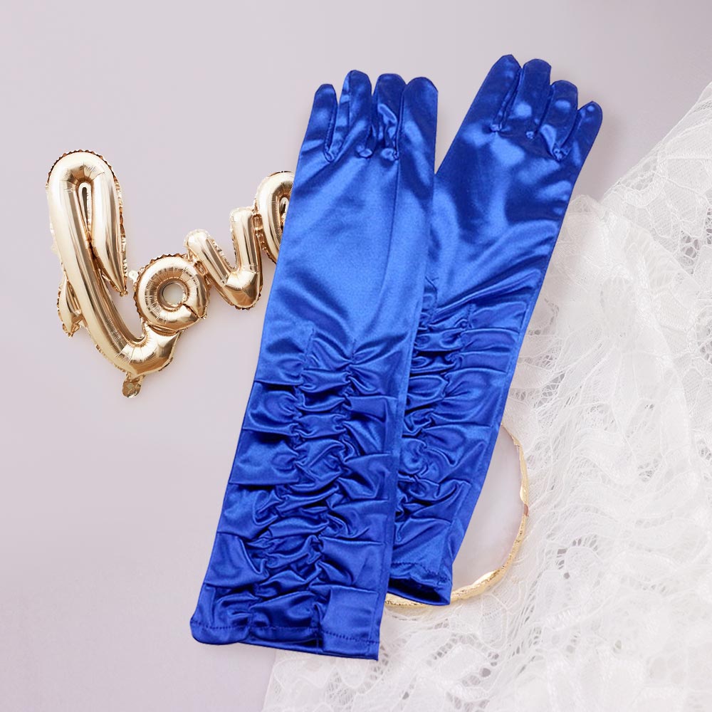 Dressy satin ruffle gloves - Luzilly Bridal & Apparel
