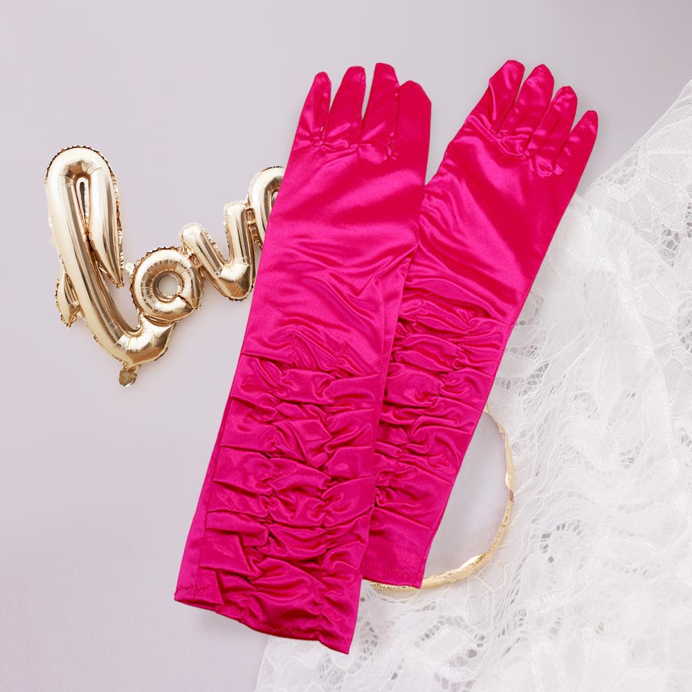 Dressy satin ruffle gloves - Luzilly Bridal & Apparel