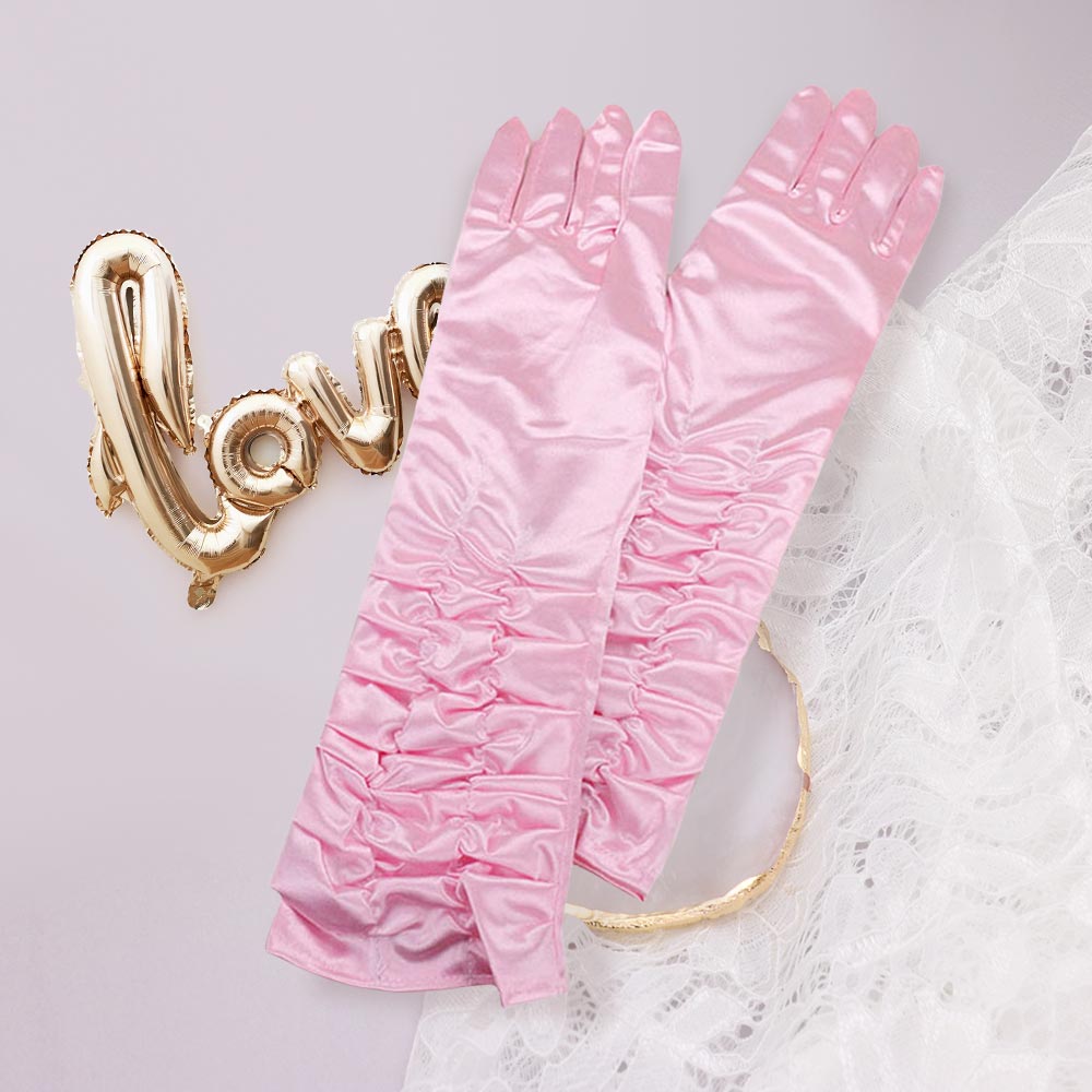 Dressy satin ruffle gloves - Luzilly Bridal & Apparel