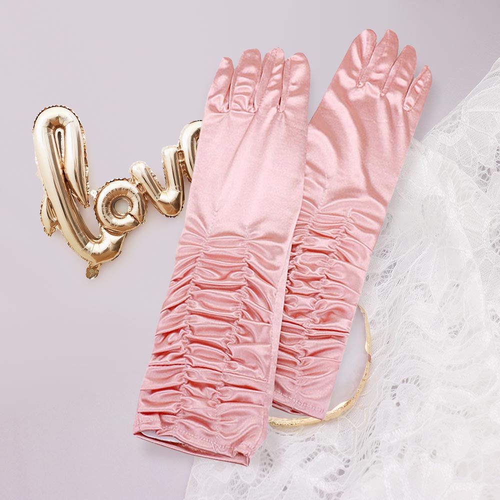 Dressy satin ruffle gloves - Luzilly Bridal & Apparel