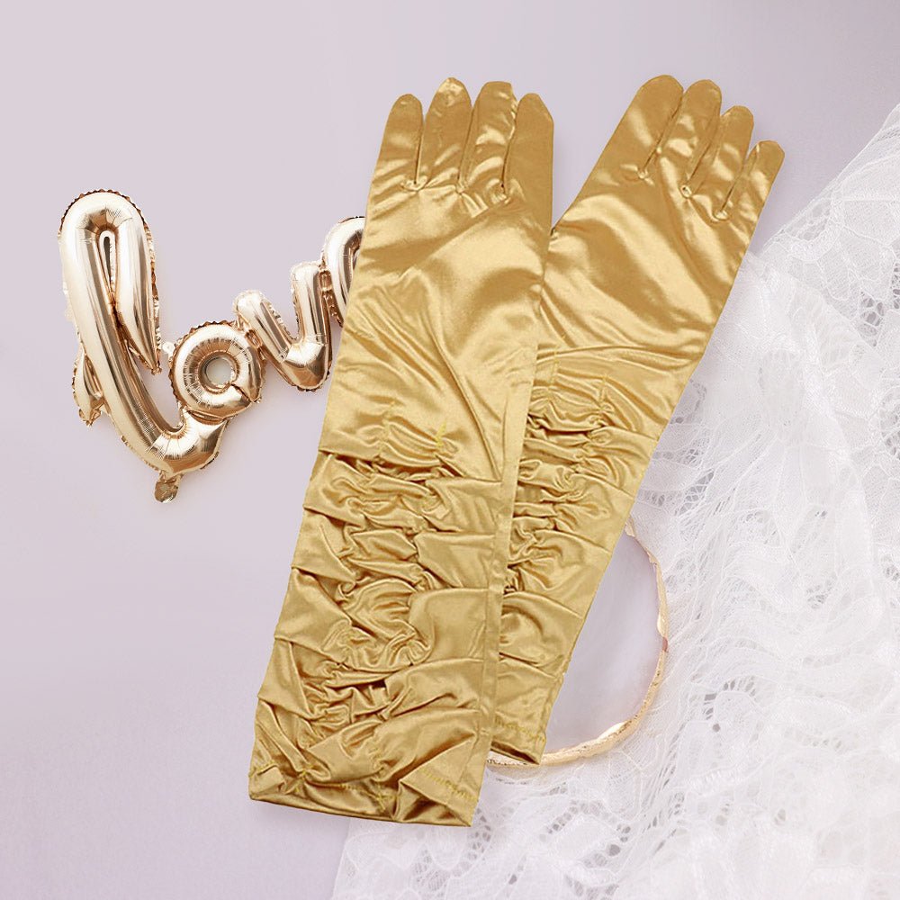 Dressy satin ruffle gloves - Luzilly Bridal & Apparel