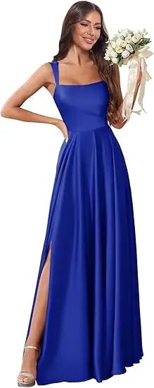Dusty Pink Corset A-Line Bridesmaid Dress with Side Slit - Luzilly Bridal & Apparel