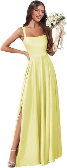 Dusty Pink Corset A-Line Bridesmaid Dress with Side Slit - Luzilly Bridal & Apparel