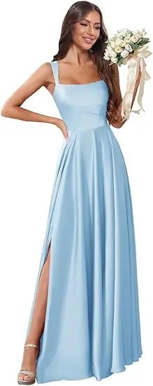 Dusty Pink Corset A-Line Bridesmaid Dress with Side Slit - Luzilly Bridal & Apparel