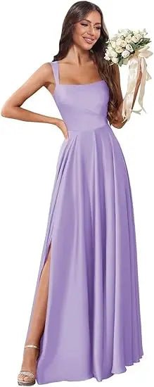 Dusty Pink Corset A-Line Bridesmaid Dress with Side Slit - Luzilly Bridal & Apparel