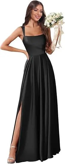 Dusty Pink Corset A-Line Bridesmaid Dress with Side Slit - Luzilly Bridal & Apparel