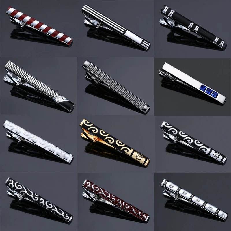 DY new high-quality enamel men's wedding tie clip high-end brand luxury design exquisite pattern crystal tie clip Free Delivery - Luzilly Bridal & Apparel