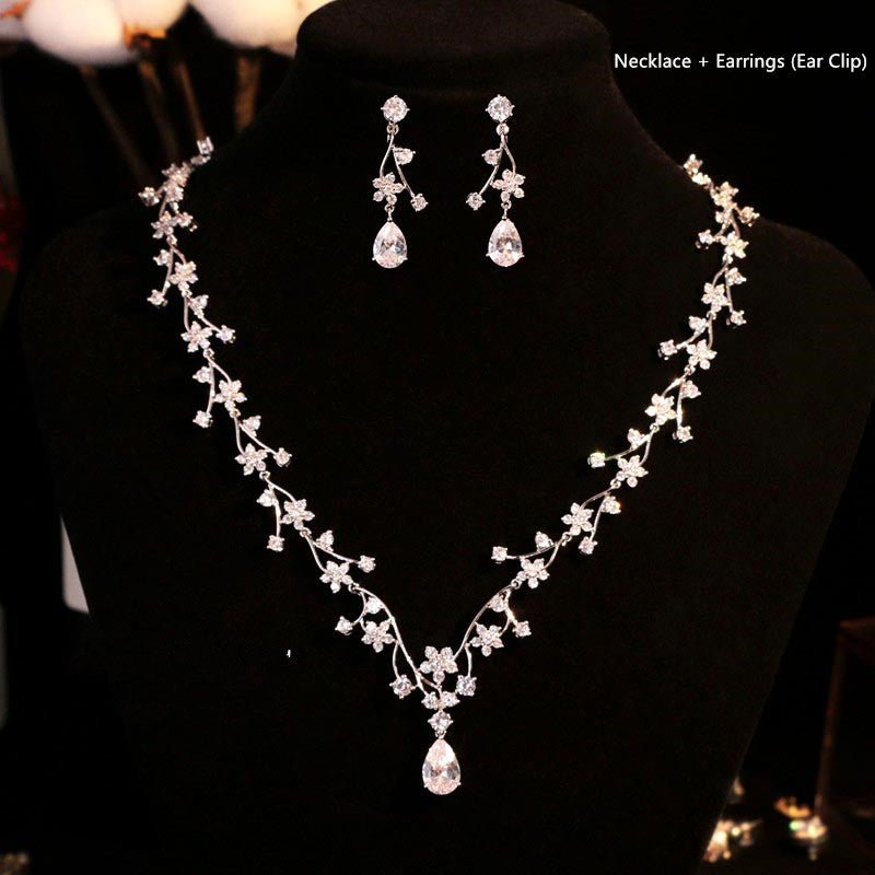 Necklace and Earring Set with Pendant Options - Luzilly Bridal & Apparel