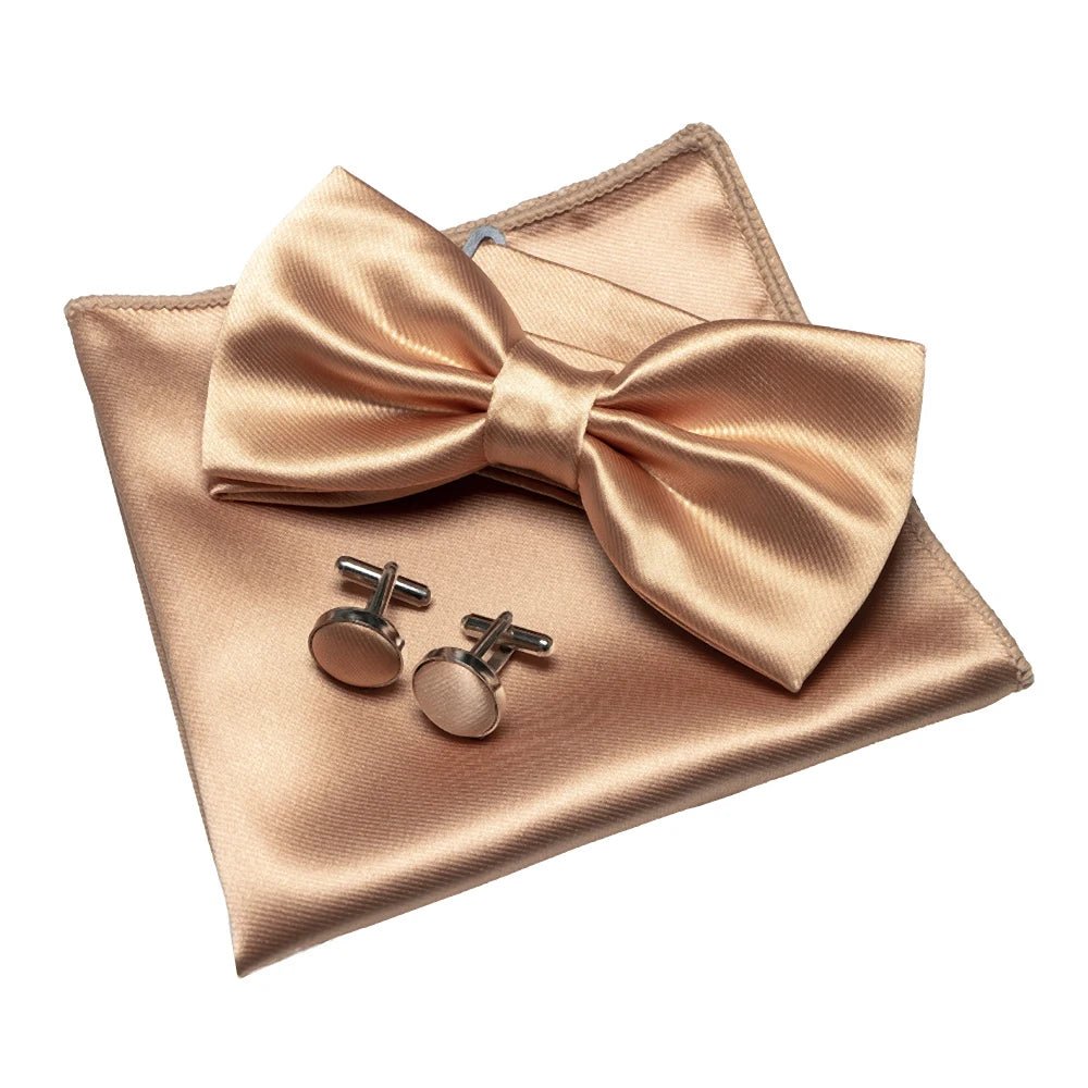 EASTEPIC Men's Bow Tie Sets Including Exquisite Cufflinks and Soft Handkerchieves Shiny Accessories of Satin for Men at Weddings - Luzilly Bridal & Apparel
