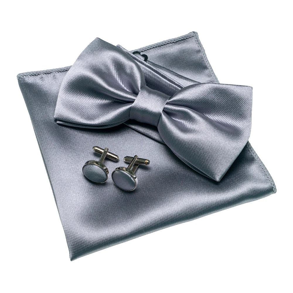 EASTEPIC Men's Bow Tie Sets Including Exquisite Cufflinks and Soft Handkerchieves Shiny Accessories of Satin for Men at Weddings - Luzilly Bridal & Apparel