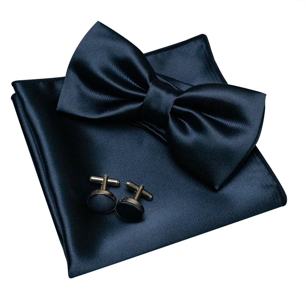 EASTEPIC Men's Bow Tie Sets Including Exquisite Cufflinks and Soft Handkerchieves Shiny Accessories of Satin for Men at Weddings - Luzilly Bridal & Apparel