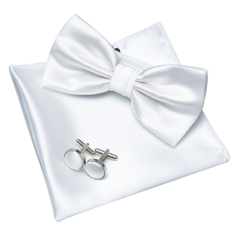 EASTEPIC Men's Bow Tie Sets Including Exquisite Cufflinks and Soft Handkerchieves Shiny Accessories of Satin for Men at Weddings - Luzilly Bridal & Apparel