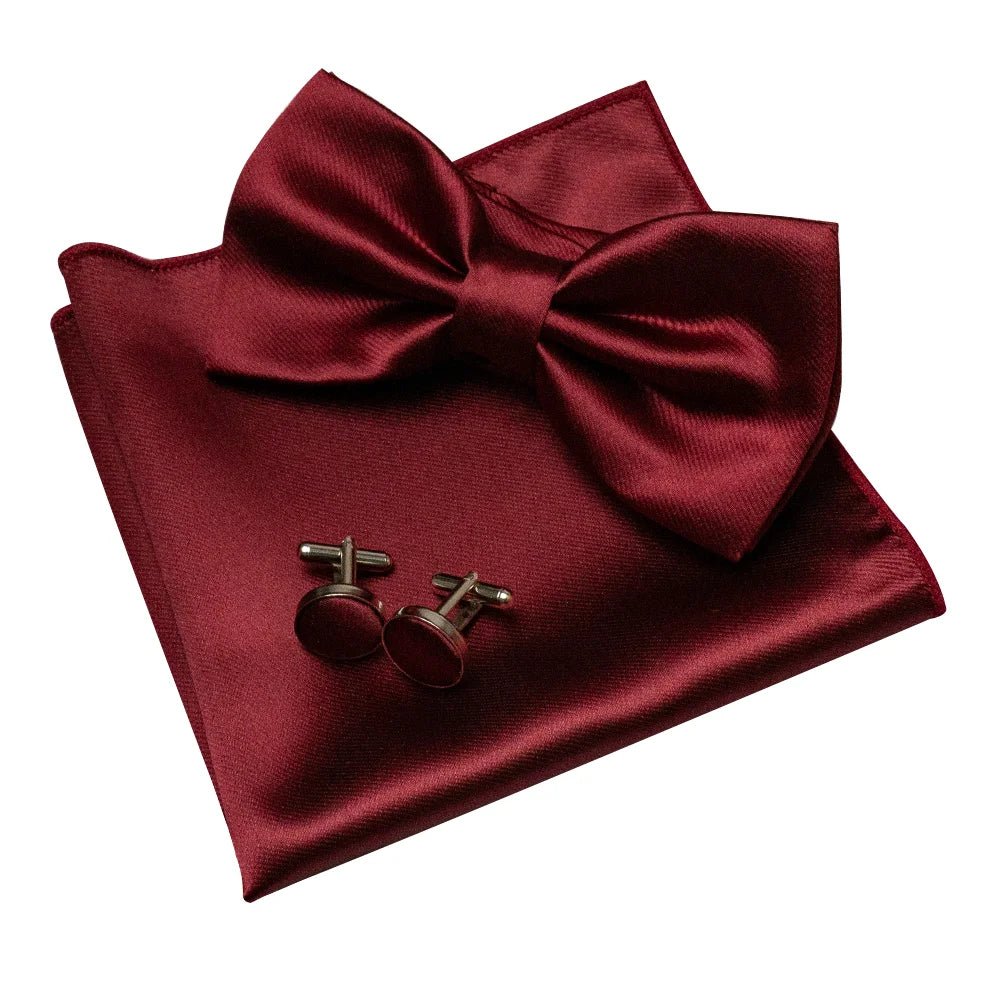 EASTEPIC Men's Bow Tie Sets Including Exquisite Cufflinks and Soft Handkerchieves Shiny Accessories of Satin for Men at Weddings - Luzilly Bridal & Apparel