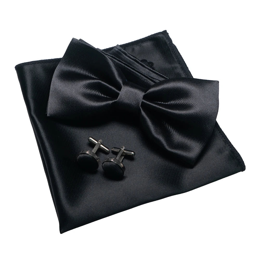 EASTEPIC Men's Bow Tie Sets Including Exquisite Cufflinks and Soft Handkerchieves Shiny Accessories of Satin for Men at Weddings - Luzilly Bridal & Apparel