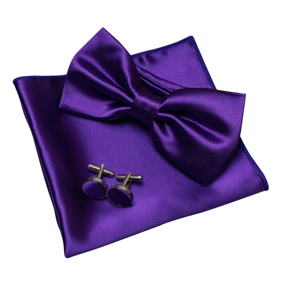 EASTEPIC Men's Bow Tie Sets Including Exquisite Cufflinks and Soft Handkerchieves Shiny Accessories of Satin for Men at Weddings - Luzilly Bridal & Apparel