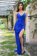 Eclipse Gown - Royal Blue - V-Neck Sequin Dress - Luzilly Bridal & Apparel
