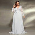 Elegant Banquet Wedding Party Waist Trimming Loose V-neck Dress - Luzilly Bridal & Apparel