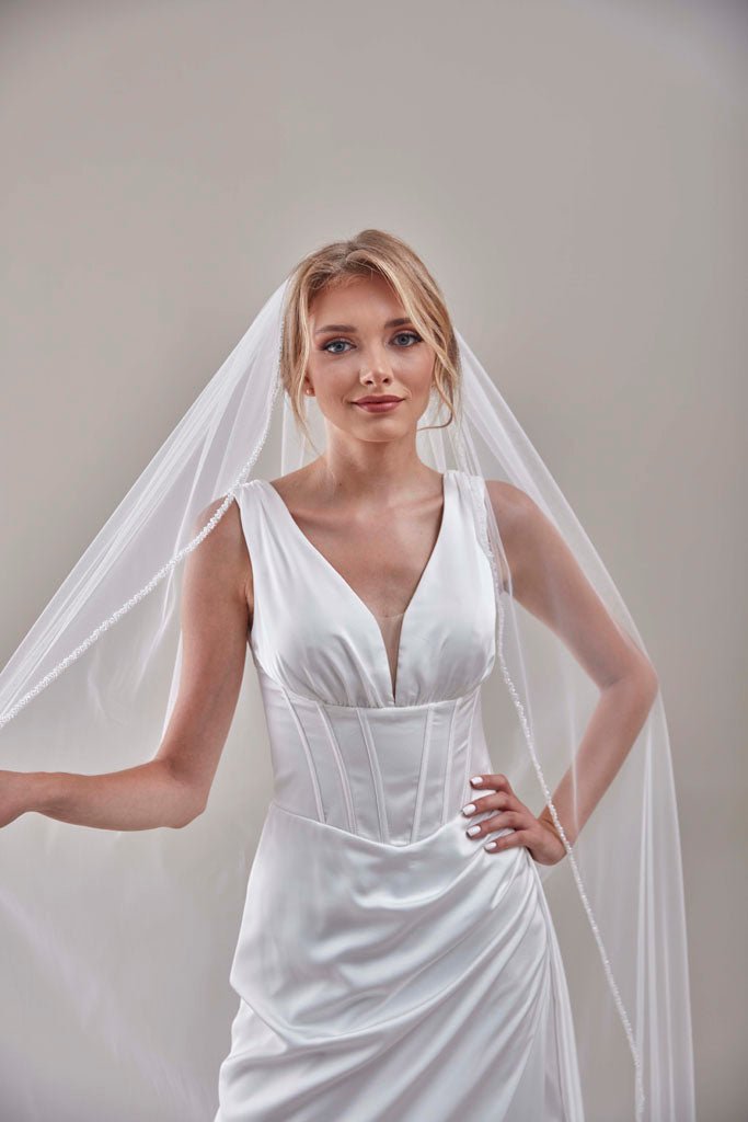 Elegant Beaded Wedding Veil - Luzilly Bridal & Apparel