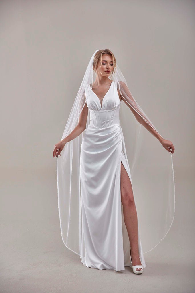 Elegant Beaded Wedding Veil - Luzilly Bridal & Apparel