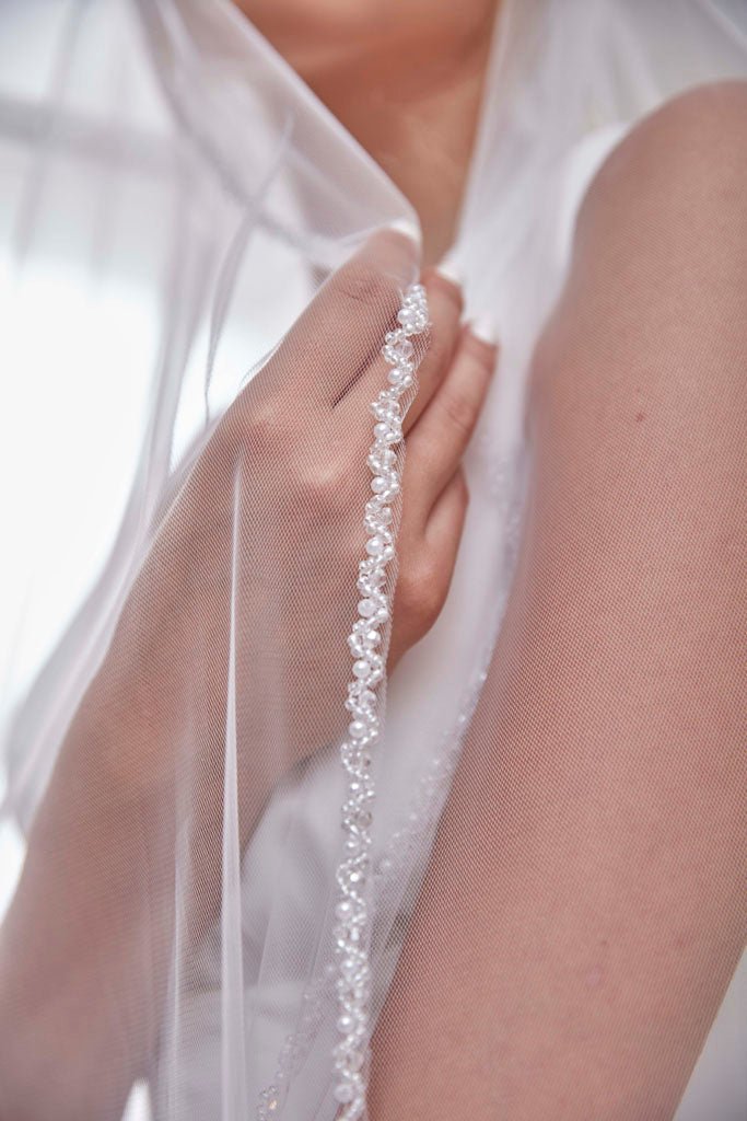 Elegant Beaded Wedding Veil - Luzilly Bridal & Apparel