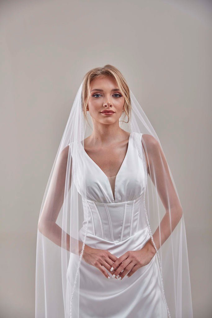 Elegant Beaded Wedding Veil - Luzilly Bridal & Apparel