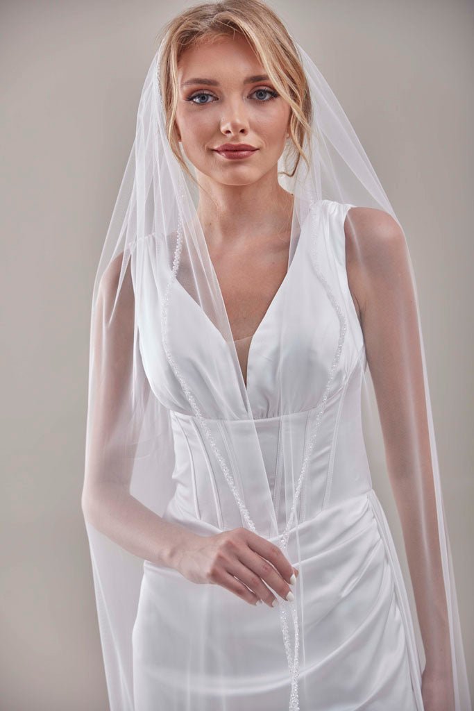Elegant Beaded Wedding Veil - Luzilly Bridal & Apparel